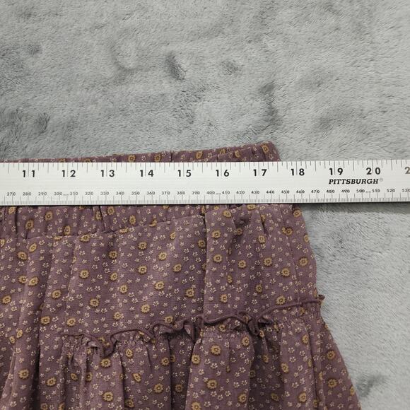 Old Navy Skirt Women L Purple Mauve Ditsy Floral Ruffled Drawstring Chiffon Mini - Picture 6 of 8